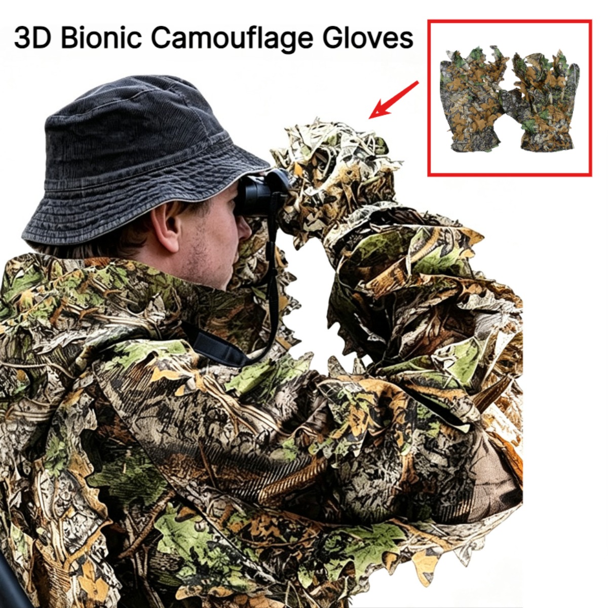 Outdoor Hunting Gloves - 3D камуфляжные перчатки с листьями для